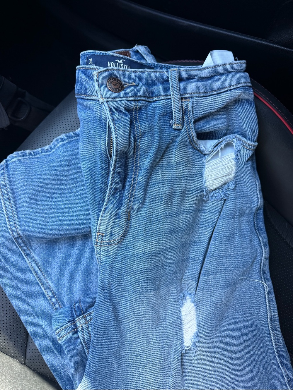 Hollister Light Blue Bootcut Women's Jeans with Distressed Detailing